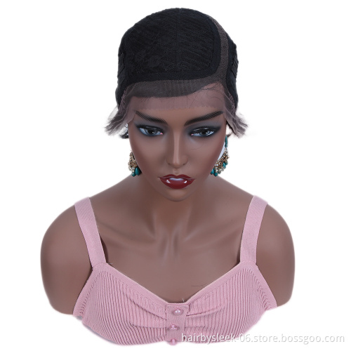 Rebecca Retail marketable Straight Pixie Cut Wig Lace Part Human Hair Wigs Lace Front Pre Plucked Brazilian Short Wigs For Women